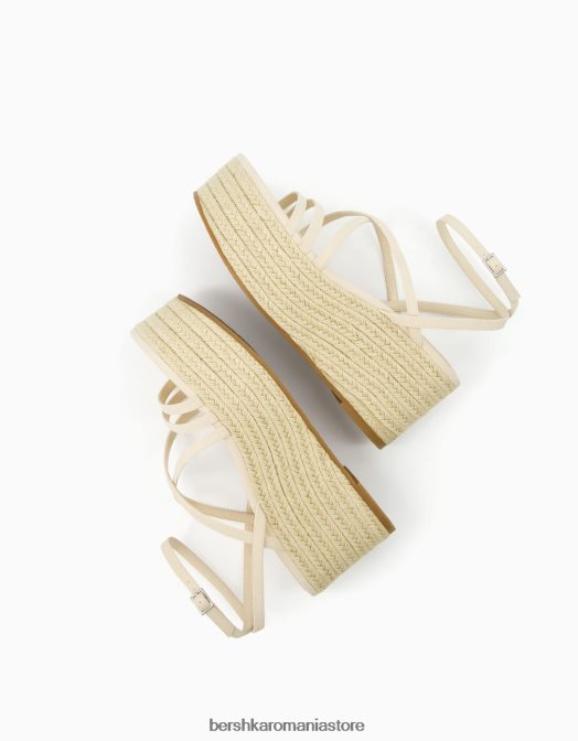 Bershka femei Pene de iută cu mai multe curele și curea la gleznă ecru Z86D1853 încălţăminte