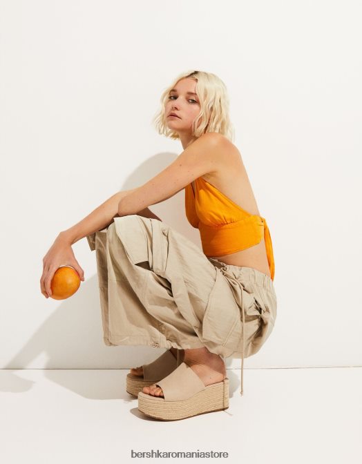 Bershka femei catâri cu platforme de iută ecru Z86D2141 încălţăminte