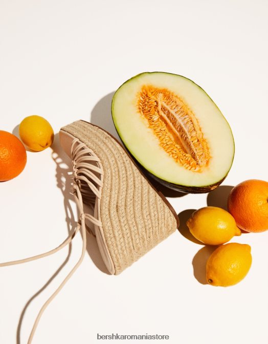 Bershka femei espadrile cu pană cu bretele cu șireturi ecru Z86D2180 încălţăminte