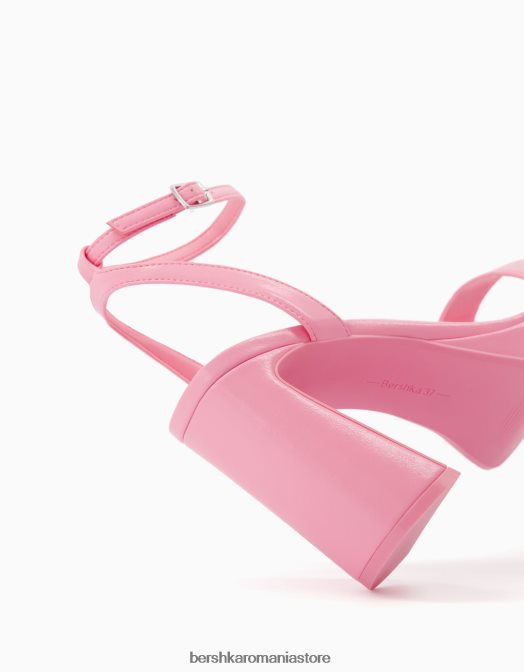 Bershka femei mini sandale cu platforma cu bareta la glezna roz Z86D2149 încălţăminte