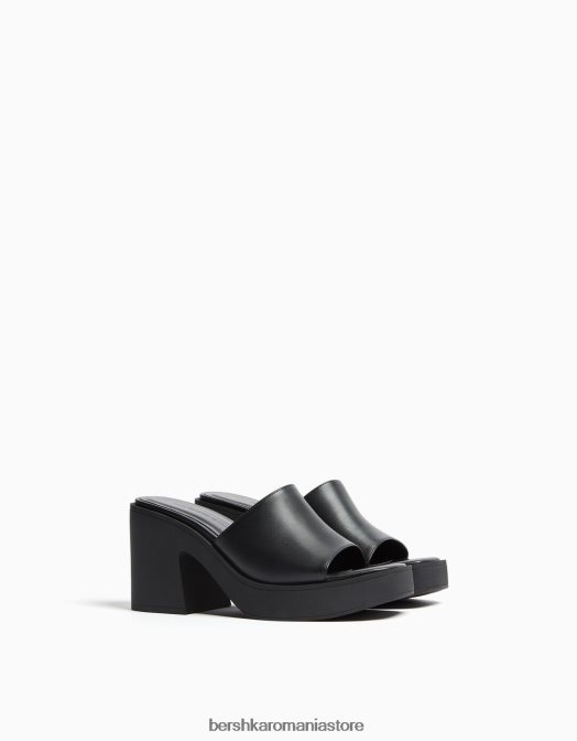 Bershka femei mulași cu toc înalt cu platformă negru Z86D2144 încălţăminte