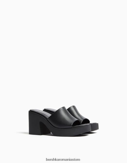 Bershka femei mulași cu toc înalt cu platformă negru Z86D2147 încălţăminte