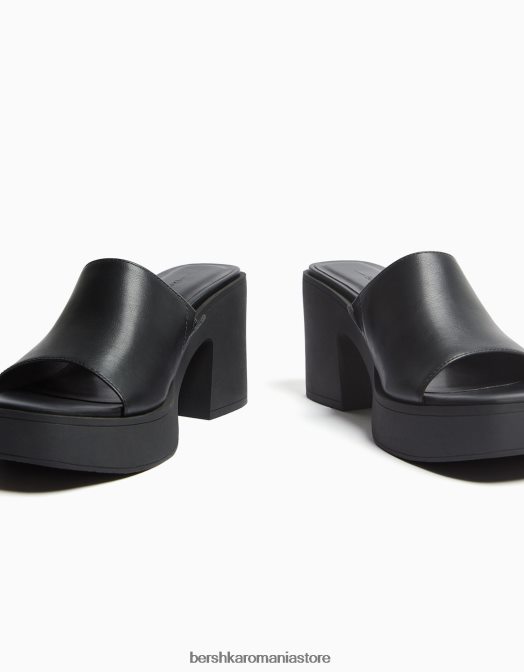 Bershka femei mulași cu toc înalt cu platformă negru Z86D2147 încălţăminte