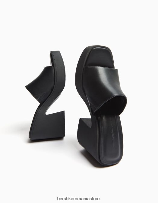 Bershka femei mulași cu toc înalt cu platformă negru Z86D2147 încălţăminte