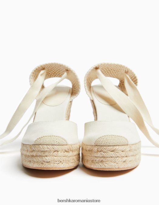 Bershka femei pană de iută cu șireturi ecru Z86D2200 încălţăminte
