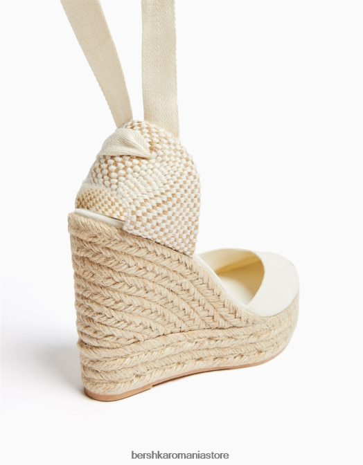 Bershka femei pană de iută cu șireturi ecru Z86D2206 încălţăminte