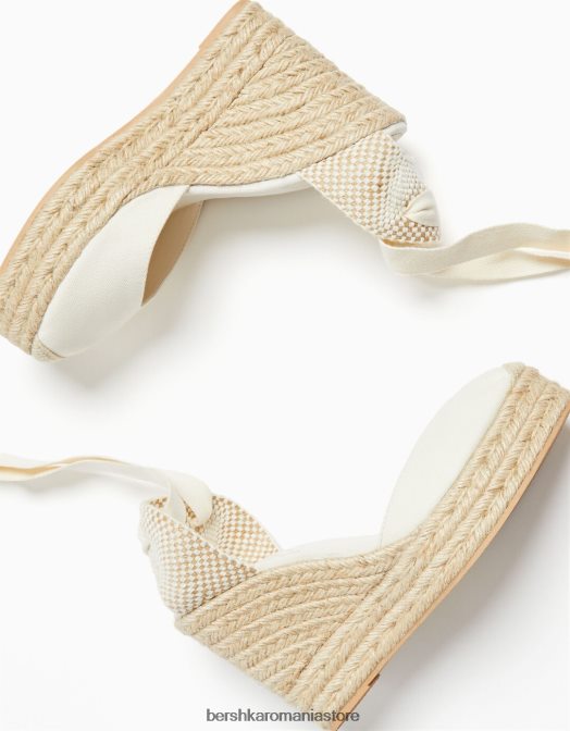 Bershka femei pană de iută cu șireturi ecru Z86D2206 încălţăminte