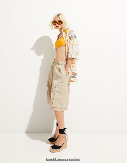 Bershka femei pană de iută cu șireturi negru Z86D2190 încălţăminte