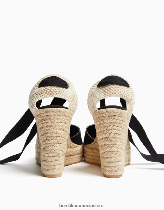 Bershka femei pană de iută cu șireturi negru Z86D2190 încălţăminte