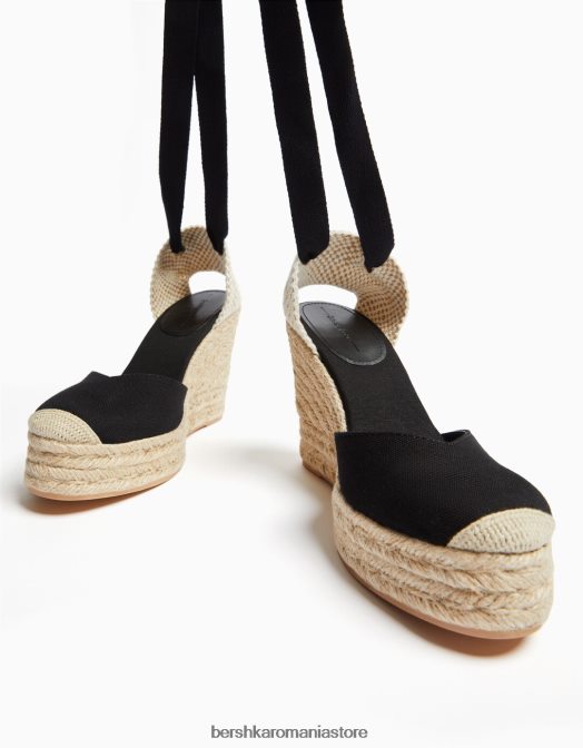 Bershka femei pană de iută cu șireturi negru Z86D2190 încălţăminte