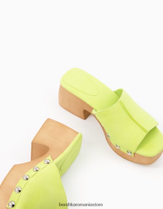 Bershka femei saboți cu platformă împânziți cu toc înalt lămâie verde Z86D2154 încălţăminte