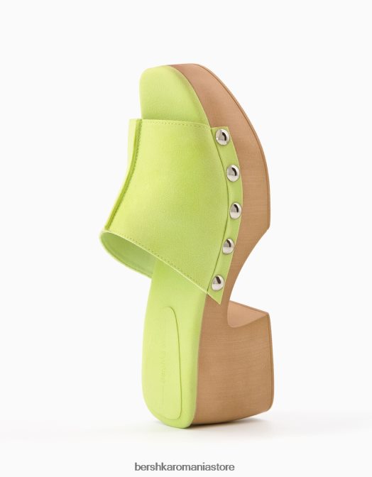 Bershka femei saboți cu platformă împânziți cu toc înalt lămâie verde Z86D2154 încălţăminte