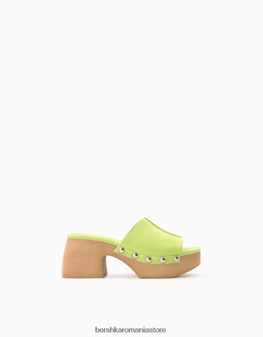 Bershka femei saboți cu platformă împânziți cu toc înalt lămâie verde Z86D2154 încălţăminte