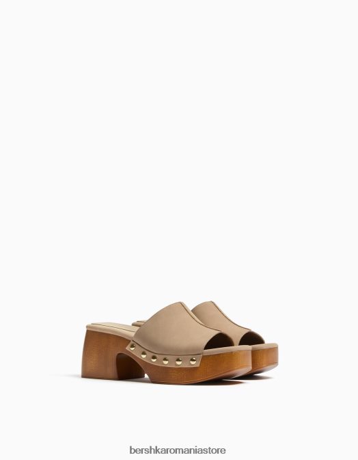 Bershka femei saboți cu platformă împânziți cu toc înalt nisip Z86D2153 încălţăminte