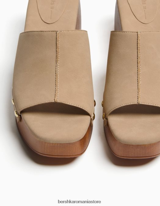 Bershka femei saboți cu platformă împânziți cu toc înalt nisip Z86D2153 încălţăminte