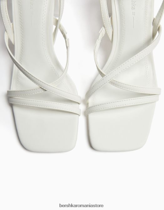 Bershka femei sandale cu bretele cu toc înalt și cu cureaua la gleznă alb Z86D2161 încălţăminte