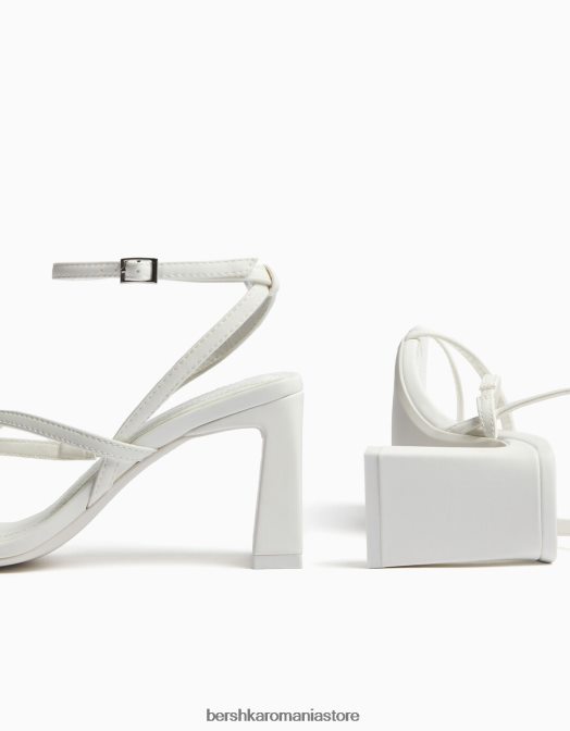 Bershka femei sandale cu bretele cu toc înalt și cu cureaua la gleznă alb Z86D2167 încălţăminte