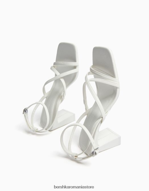 Bershka femei sandale cu bretele cu toc înalt și cu cureaua la gleznă alb Z86D2167 încălţăminte