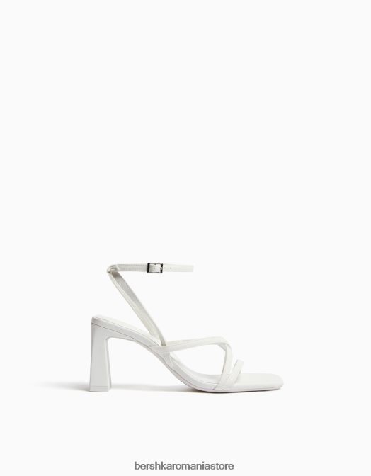 Bershka femei sandale cu bretele cu toc înalt și cu cureaua la gleznă alb Z86D2167 încălţăminte