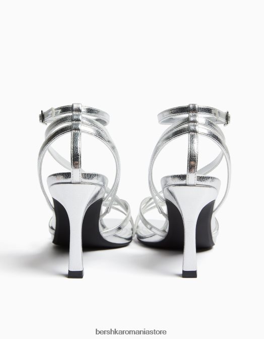 Bershka femei sandale cu bretele cu toc înalt și cu cureaua la gleznă argint Z86D2177 încălţăminte