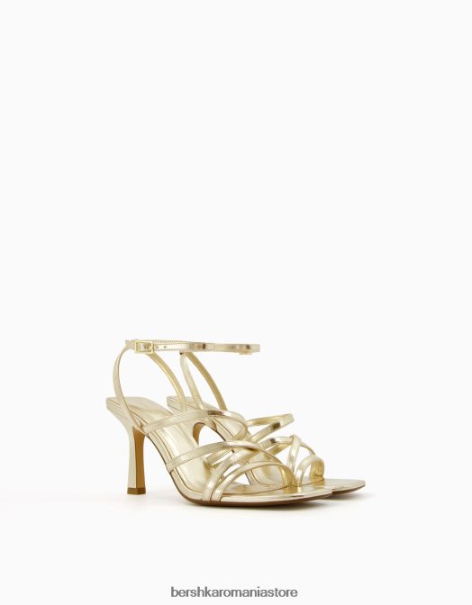 Bershka femei sandale cu bretele cu toc înalt și cu cureaua la gleznă aur Z86D2173 încălţăminte