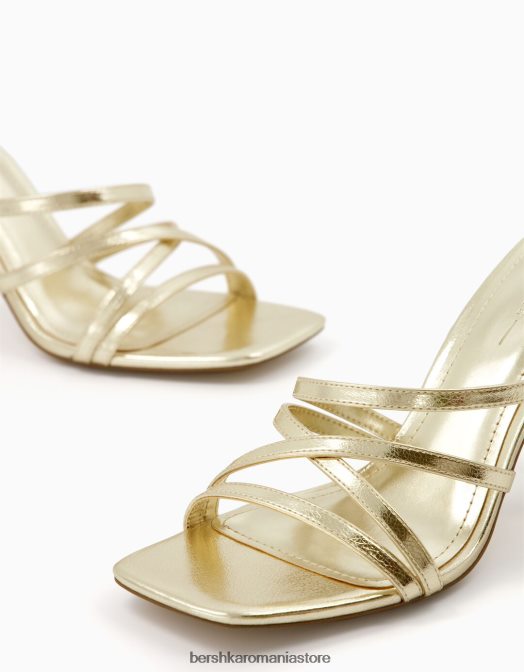 Bershka femei sandale cu bretele cu toc înalt și cu cureaua la gleznă aur Z86D2173 încălţăminte