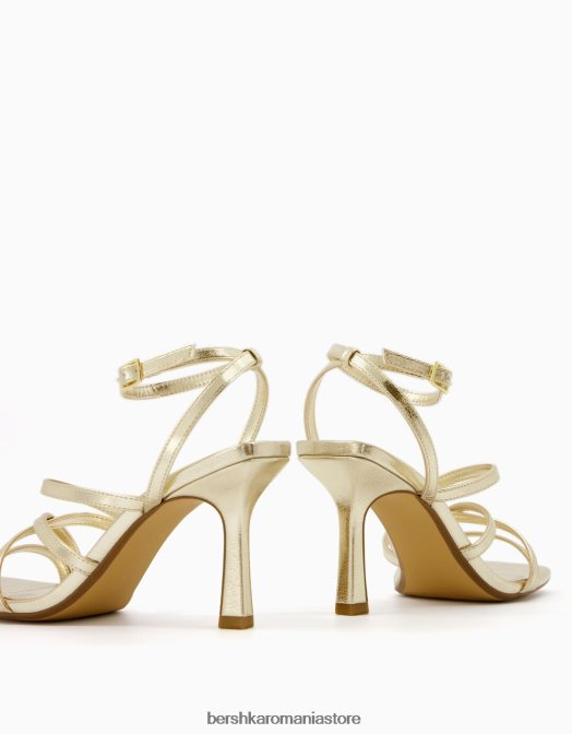 Bershka femei sandale cu bretele cu toc înalt și cu cureaua la gleznă aur Z86D2173 încălţăminte