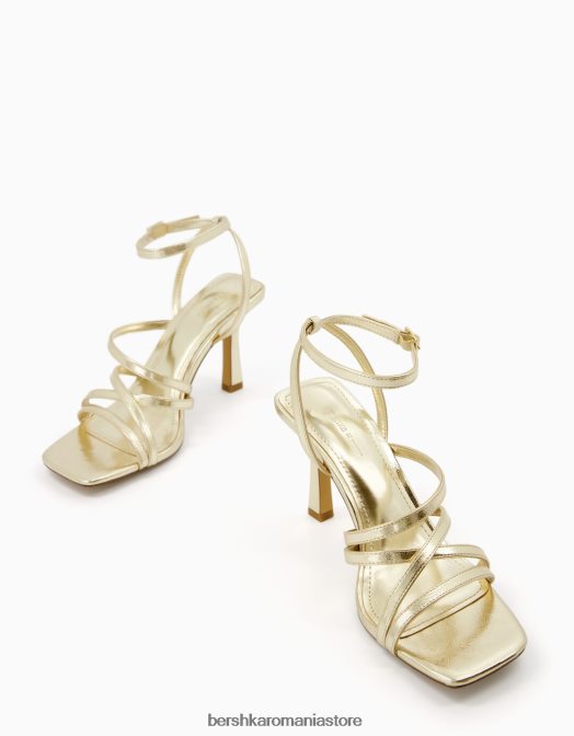 Bershka femei sandale cu bretele cu toc înalt și cu cureaua la gleznă aur Z86D2173 încălţăminte