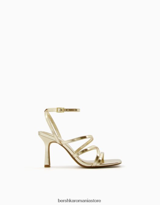 Bershka femei sandale cu bretele cu toc înalt și cu cureaua la gleznă aur Z86D2173 încălţăminte