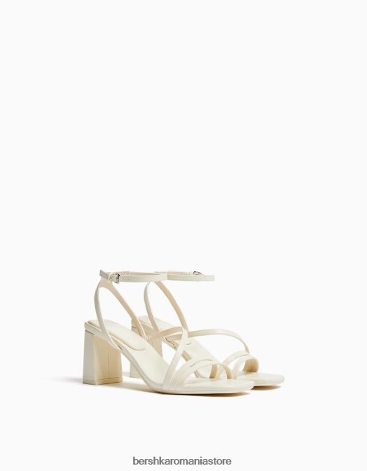 Bershka femei sandale cu bretele cu toc înalt și cu cureaua la gleznă ecru Z86D2135 încălţăminte