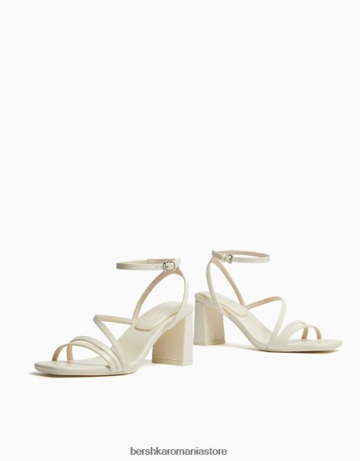 Bershka femei sandale cu bretele cu toc înalt și cu cureaua la gleznă ecru Z86D2135 încălţăminte