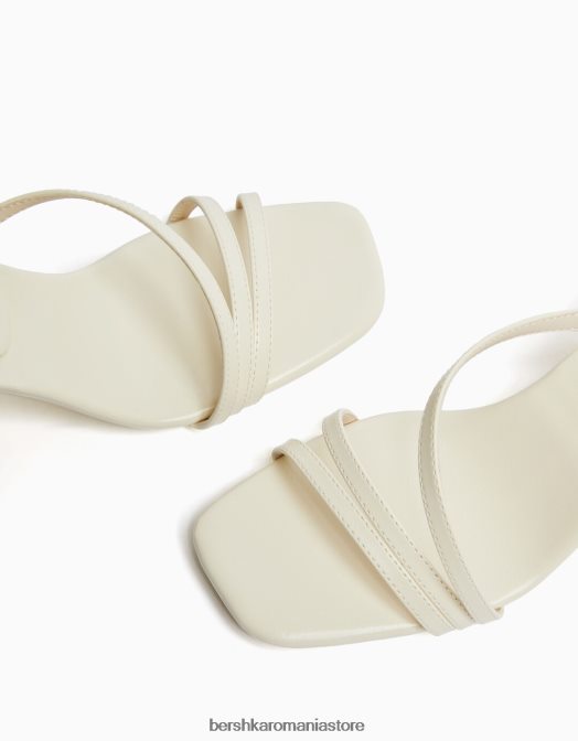 Bershka femei sandale cu bretele cu toc înalt și cu cureaua la gleznă ecru Z86D2135 încălţăminte