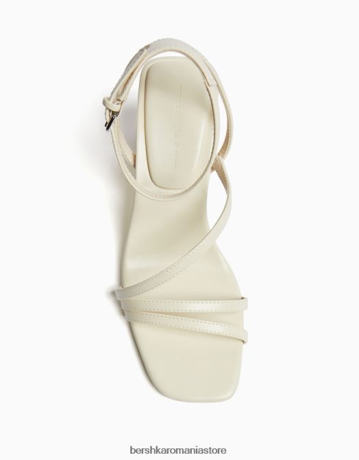 Bershka femei sandale cu bretele cu toc înalt și cu cureaua la gleznă ecru Z86D2135 încălţăminte