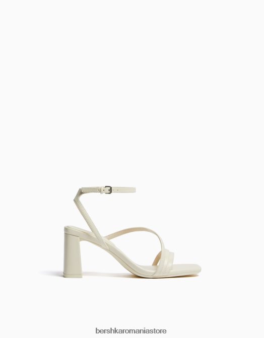 Bershka femei sandale cu bretele cu toc înalt și cu cureaua la gleznă ecru Z86D2135 încălţăminte