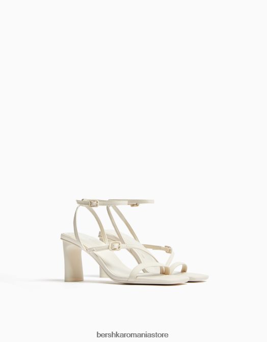 Bershka femei sandale cu bretele cu toc înalt și cu cureaua la gleznă ecru Z86D2142 încălţăminte