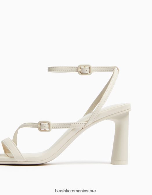 Bershka femei sandale cu bretele cu toc înalt și cu cureaua la gleznă ecru Z86D2142 încălţăminte