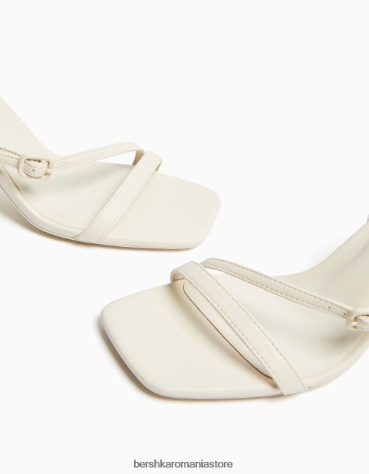 Bershka femei sandale cu bretele cu toc înalt și cu cureaua la gleznă ecru Z86D2142 încălţăminte