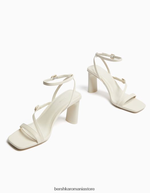 Bershka femei sandale cu bretele cu toc înalt și cu cureaua la gleznă ecru Z86D2142 încălţăminte