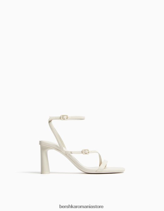 Bershka femei sandale cu bretele cu toc înalt și cu cureaua la gleznă ecru Z86D2142 încălţăminte