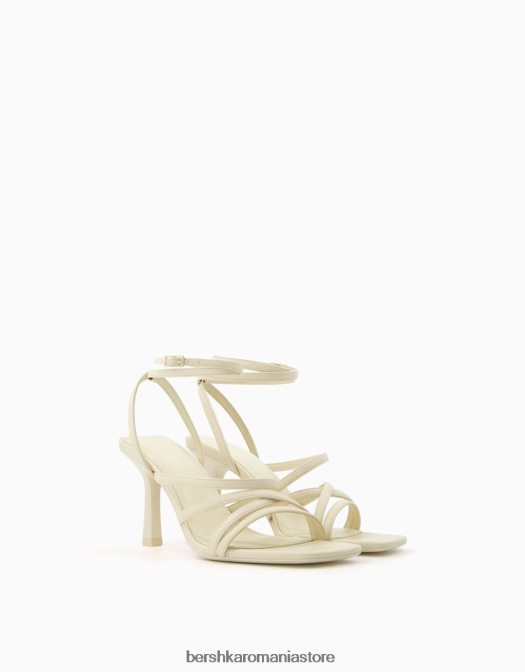 Bershka femei sandale cu bretele cu toc înalt și cu cureaua la gleznă ecru Z86D2151 încălţăminte