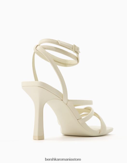 Bershka femei sandale cu bretele cu toc înalt și cu cureaua la gleznă ecru Z86D2151 încălţăminte