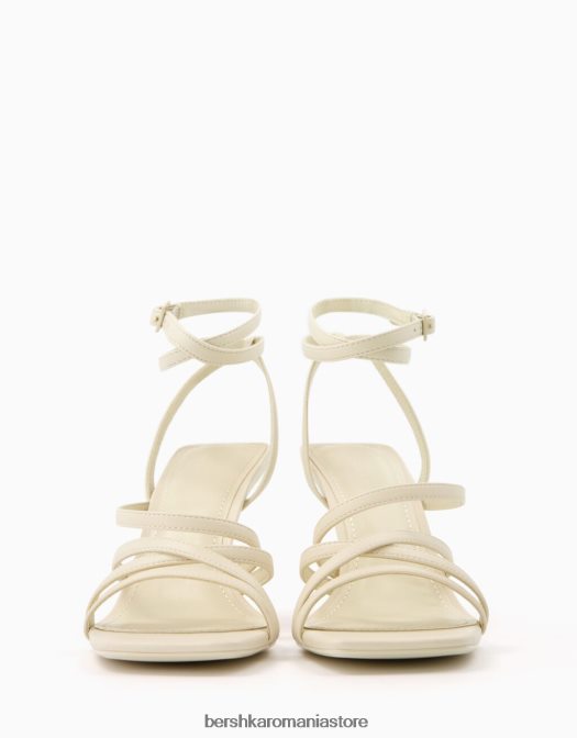 Bershka femei sandale cu bretele cu toc înalt și cu cureaua la gleznă ecru Z86D2151 încălţăminte