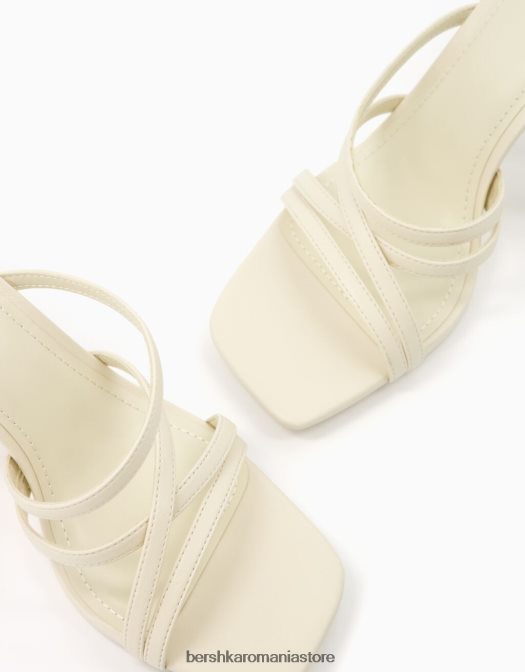 Bershka femei sandale cu bretele cu toc înalt și cu cureaua la gleznă ecru Z86D2151 încălţăminte