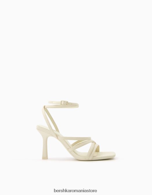 Bershka femei sandale cu bretele cu toc înalt și cu cureaua la gleznă ecru Z86D2151 încălţăminte
