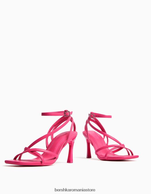 Bershka femei sandale cu bretele cu toc înalt și cu cureaua la gleznă fucsie Z86D1905 încălţăminte