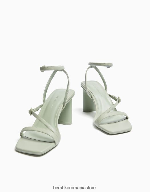 Bershka femei sandale cu bretele cu toc înalt și cu cureaua la gleznă kaki Z86D2191 încălţăminte