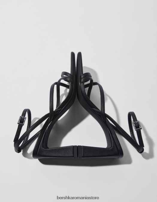 Bershka femei sandale cu bretele cu toc înalt și cu cureaua la gleznă negru Z86D2160 încălţăminte