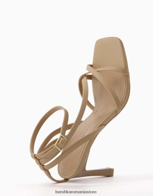 Bershka femei sandale cu bretele cu toc înalt și cu cureaua la gleznă nisip Z86D2176 încălţăminte