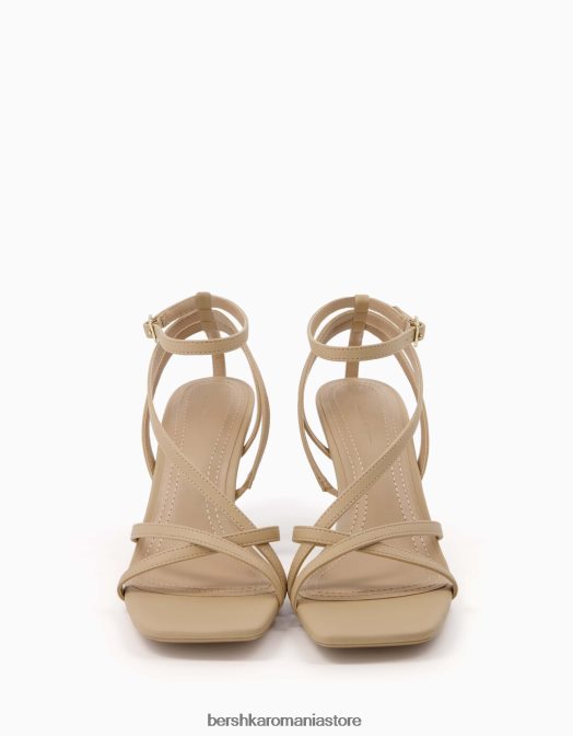 Bershka femei sandale cu bretele cu toc înalt și cu cureaua la gleznă nisip Z86D2176 încălţăminte