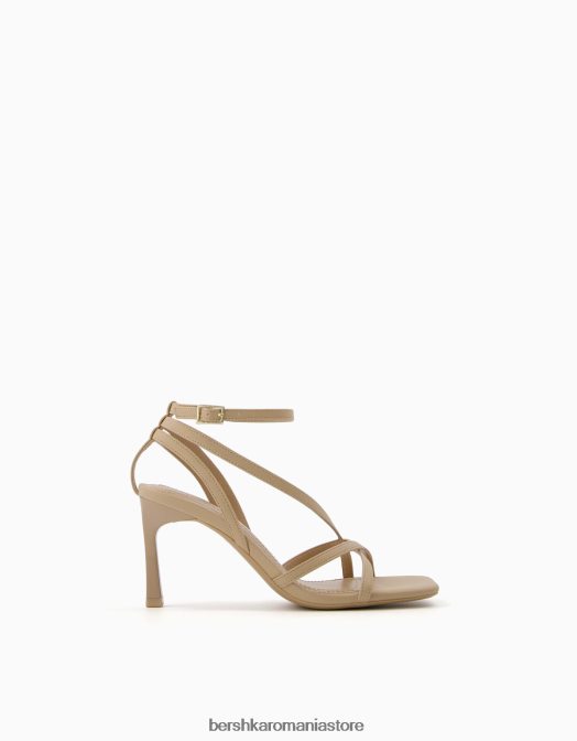 Bershka femei sandale cu bretele cu toc înalt și cu cureaua la gleznă nisip Z86D2176 încălţăminte